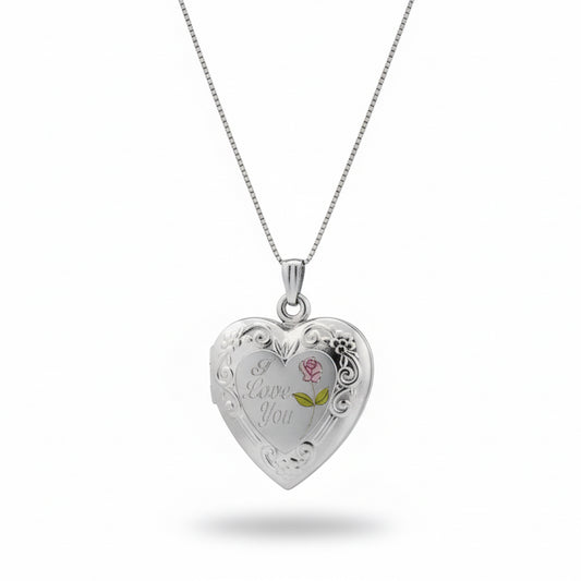 925 Sterling Silver “I Love You” Heart Locket Pendant