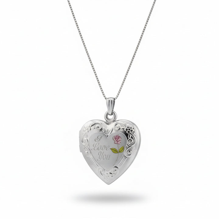 925 Sterling Silver “I Love You” Heart Locket Pendant