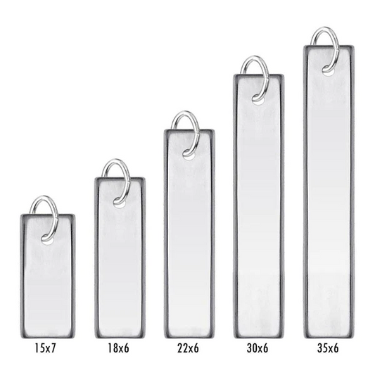 Silver High Polished Engravable Drop Bar Charm -30mm x 6mm