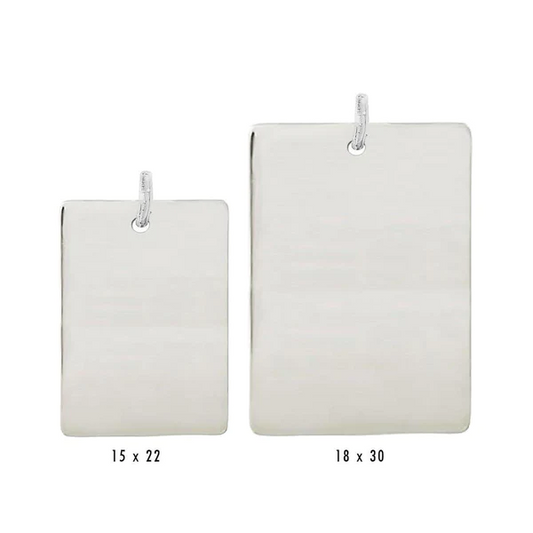 Silver High Polished Engravable Rectangle Tag Charm- 30mm x 15mm