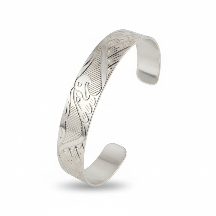 925 Sterling Silver First Nations Style Eagle Engraved Bangle
