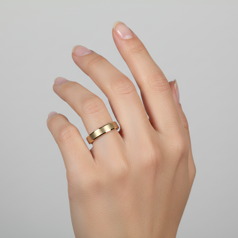 14K Gold Beveled Wedding Band 3.6gr 3.8mm