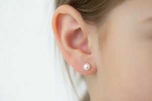Silver 925 Rhodium-Plated Pearl Stud Earrings