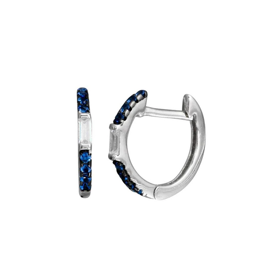 Silver Hoop Earring setting with Blue CZ