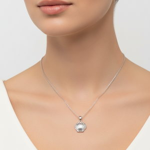 925 Sterling Silver Rhodium Plated Shellfish Pendant Necklace
