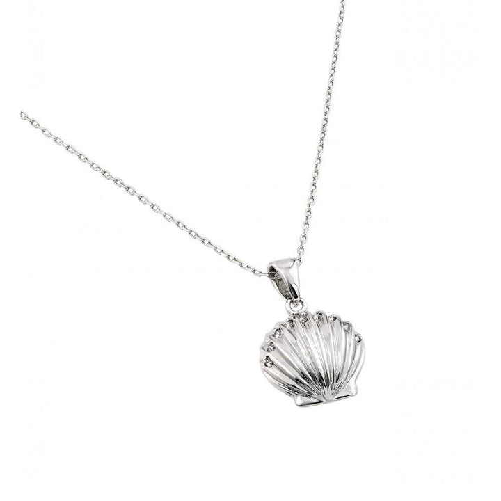925 Sterling Silver Rhodium Plated Shellfish Pendant Necklace