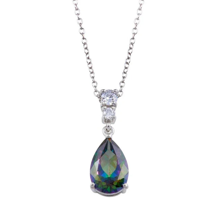 Sterling Silver Topaz Teardrop Necklace