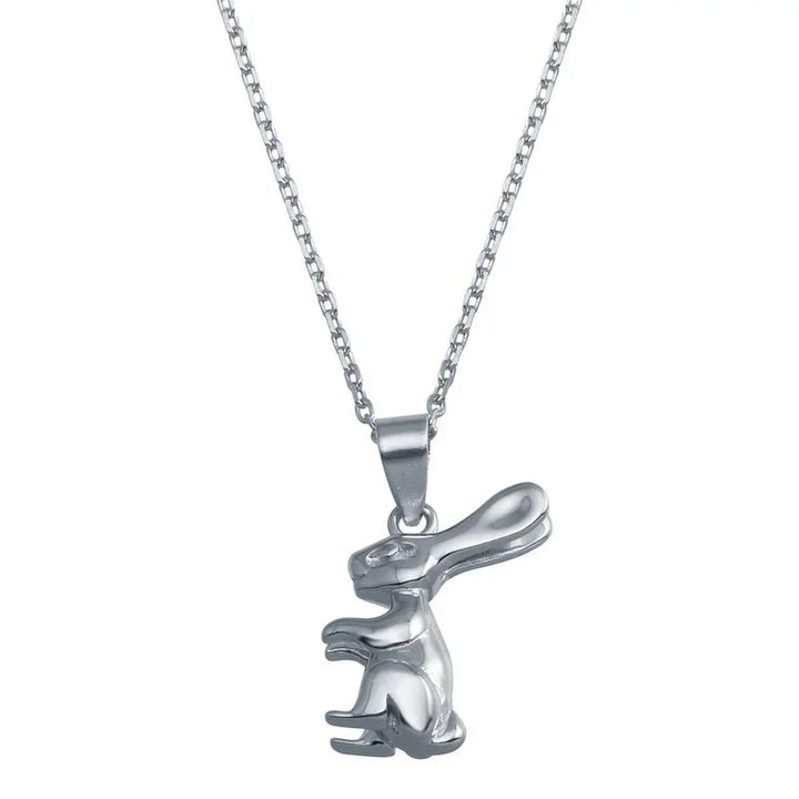 Sterling Silver Rhodium-Plated Rabbit Necklace