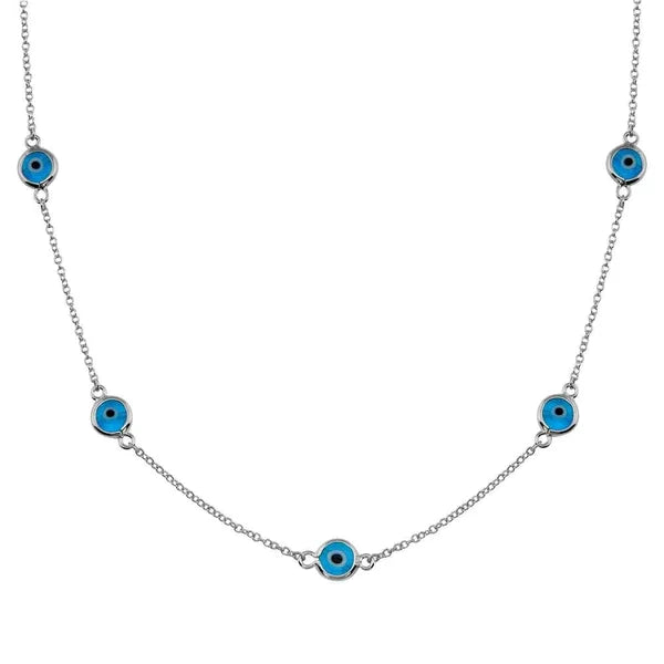 Rhodium Plated Evil Eye by the Yard Necklace
