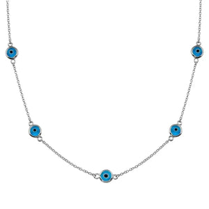 Rhodium Plated Evil Eye by the Yard Necklace