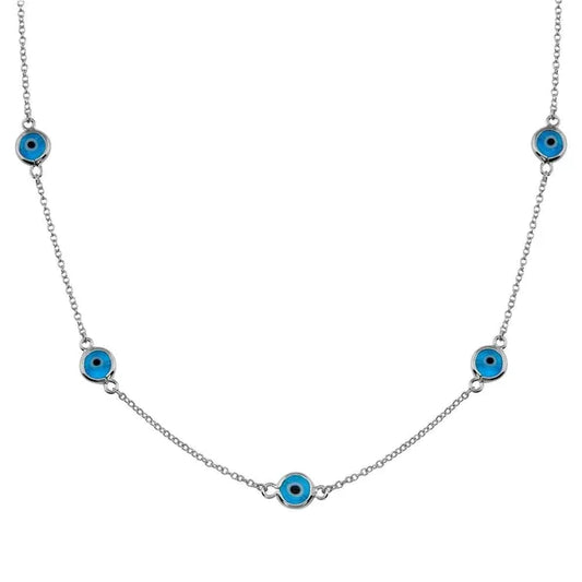Rhodium Plated Evil Eye by the Yard Necklace