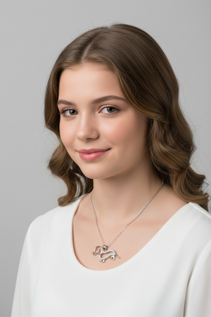 Silver Rhodium Plated Clear CZ Outline Dog Necklace