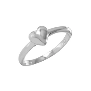 Silver 925 Rhodium-Plated Heart Plain Ring