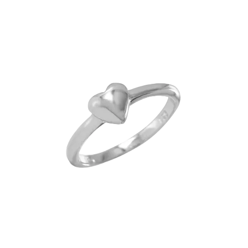 Silver 925 Rhodium-Plated Heart Plain Ring