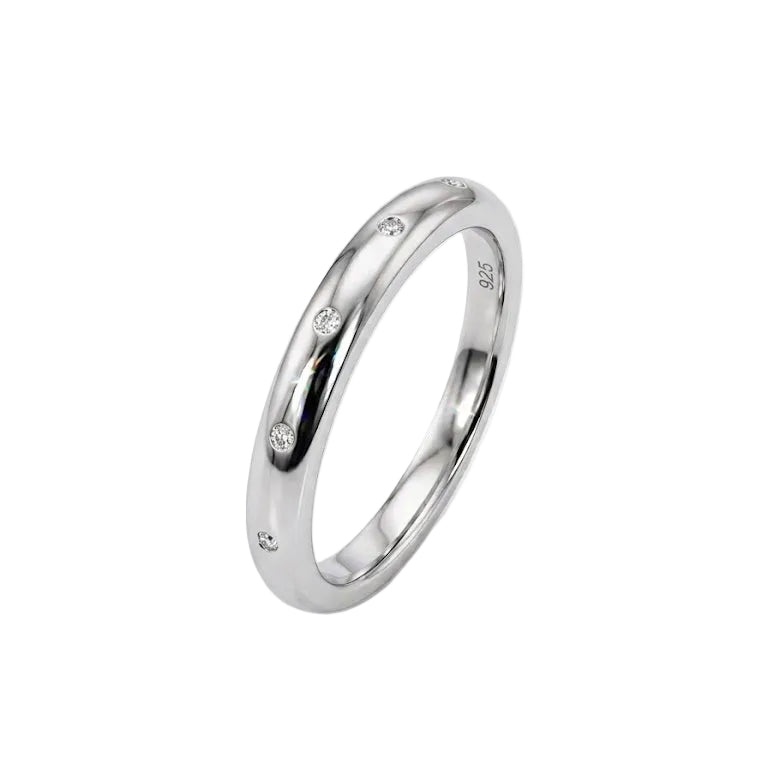 925 Sterling Silver Band whit Diamonds Ring