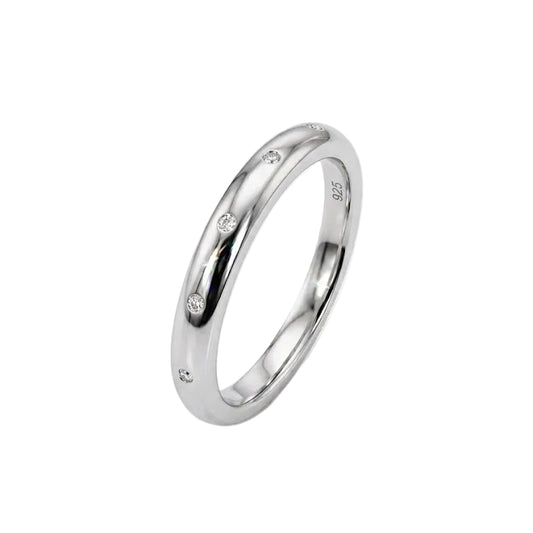 925 Sterling Silver Band whit Diamonds Ring