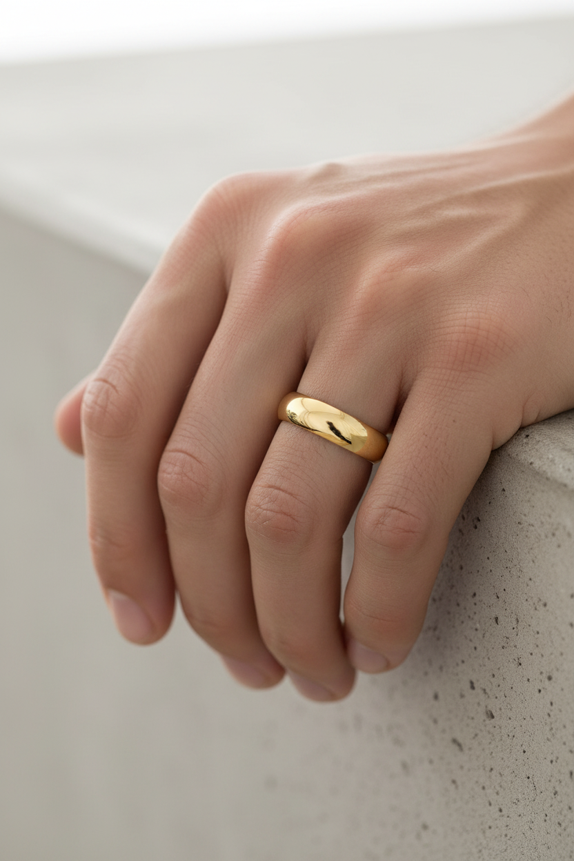 14K Yellow Gold Comfort Half-dome Band.