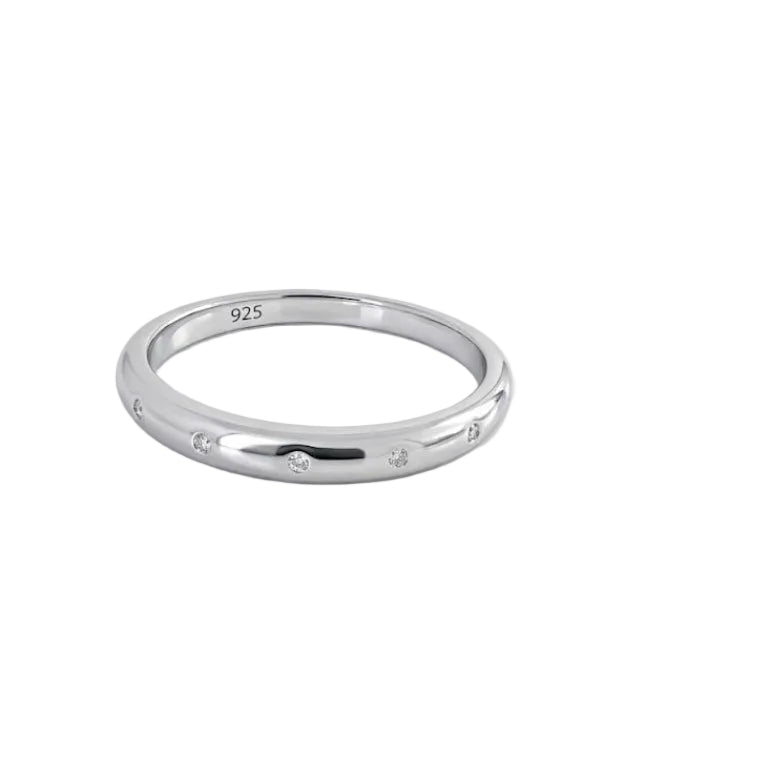 925 Sterling Silver Band whit Diamonds Ring