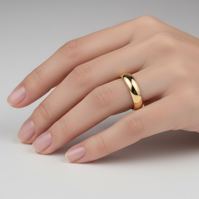 14K Yellow Gold Comfort Half-dome Band.
