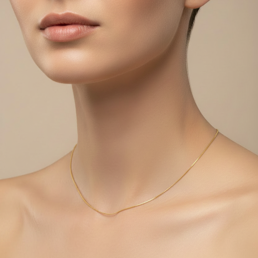 18k Yellow Gold Box Chain, 18 Inches