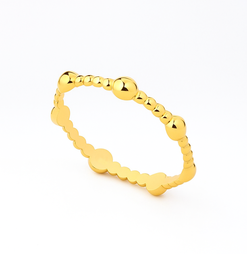 Yellow Gold Ring with small Balls, 18k