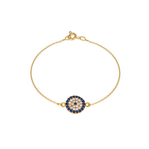 Yellow Gold Evil Eye Bracelet with Extension. 18k, 1.37gr, 7