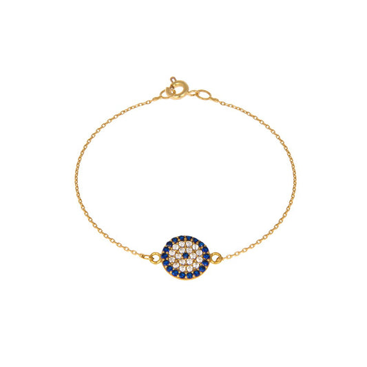 18K Yellow Gold Evil Eye Bracelet with Extension