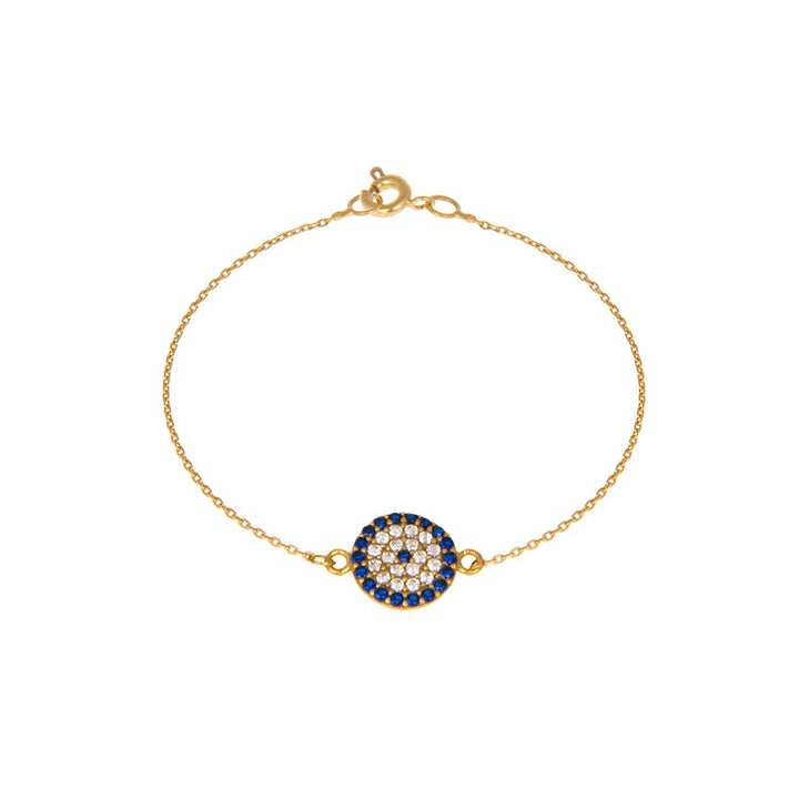 18K Yellow Gold Colorful CZ Evil Eye Bracelet