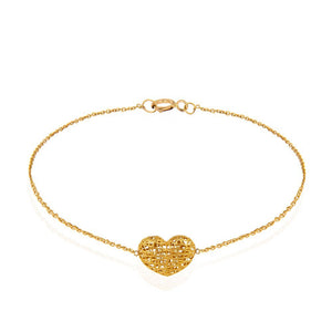 Yellow Gold bracelet with one heart on setting 18k 7 to 7 1/2 Inches Adjustable Length 1.4gr