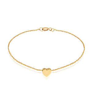 18K Yellow Gold Bracelet with one Heart in setting 1.9gr