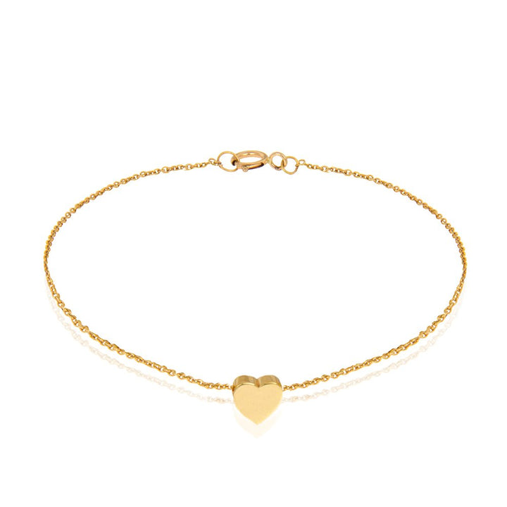 18K Yellow Gold Station Heart Bracelet