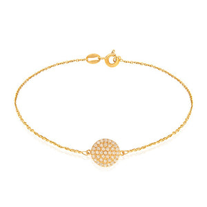 Yellow Gold Bracelet with one circle setting with Cubic Zirconia 18k ,2.24gr