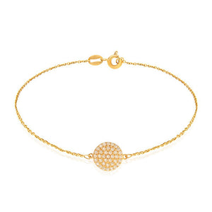 Yellow Gold Bracelet with one circle setting with Cubic Zirconia 18k ,2.24gr