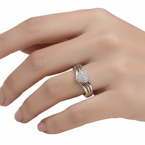 10k White Gold Diamond Heart Cluster Ring