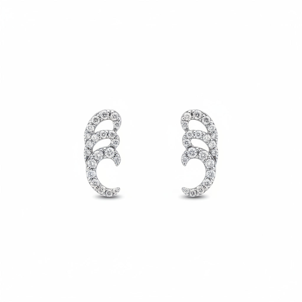 18k White Gold Diamond Pave Ear Climbers