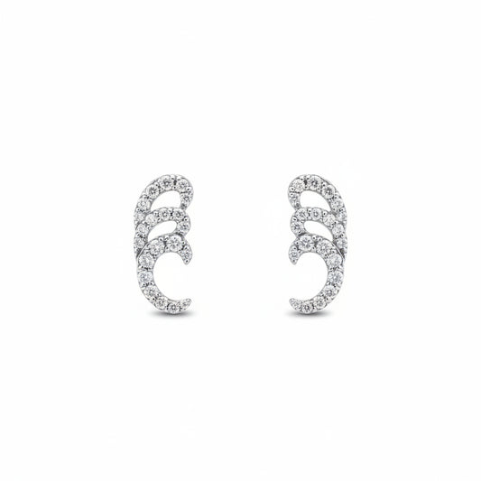 18k White Gold Diamond Pave Ear Climbers