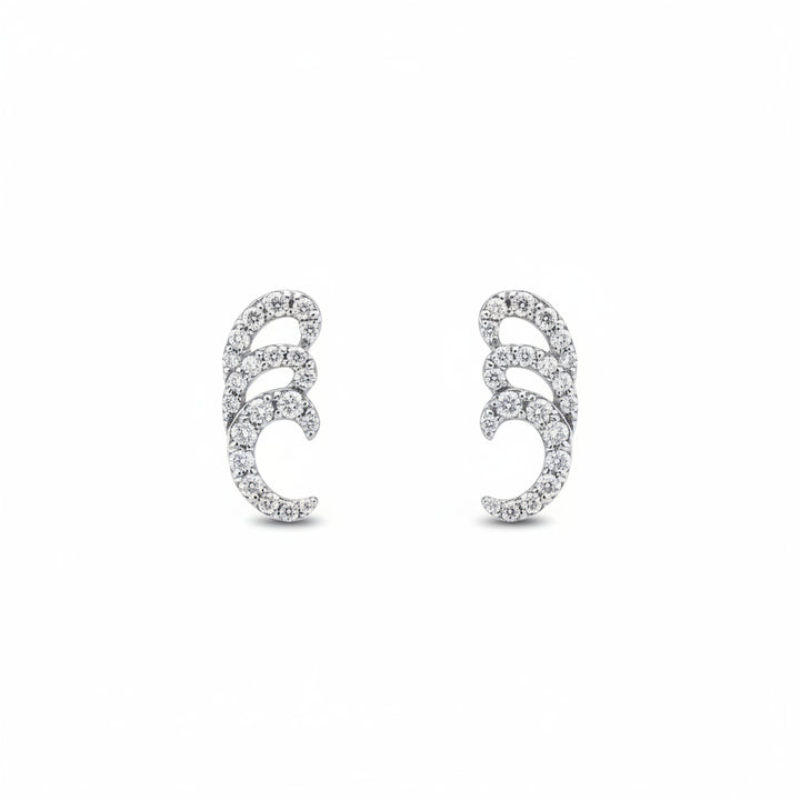 18k White Gold Diamond Pave Ear Climbers