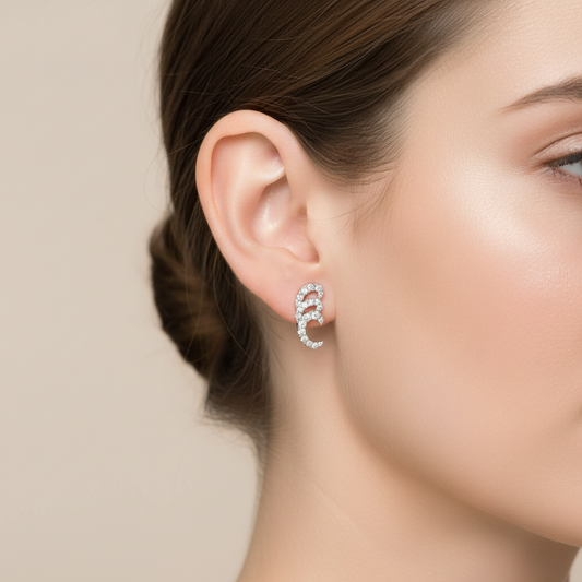 18k White Gold Diamond Pave Ear Climbers