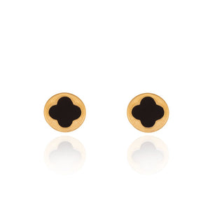 Yellow Gold stud earring setting with Black enamel 18k 1.58gr