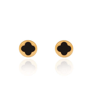 Yellow Gold stud earring setting with Black enamel 18k 1.58gr