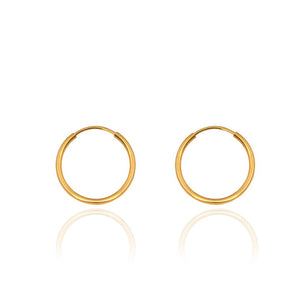 Yellow Gold Hoop Earrings, 15mm, 18k
