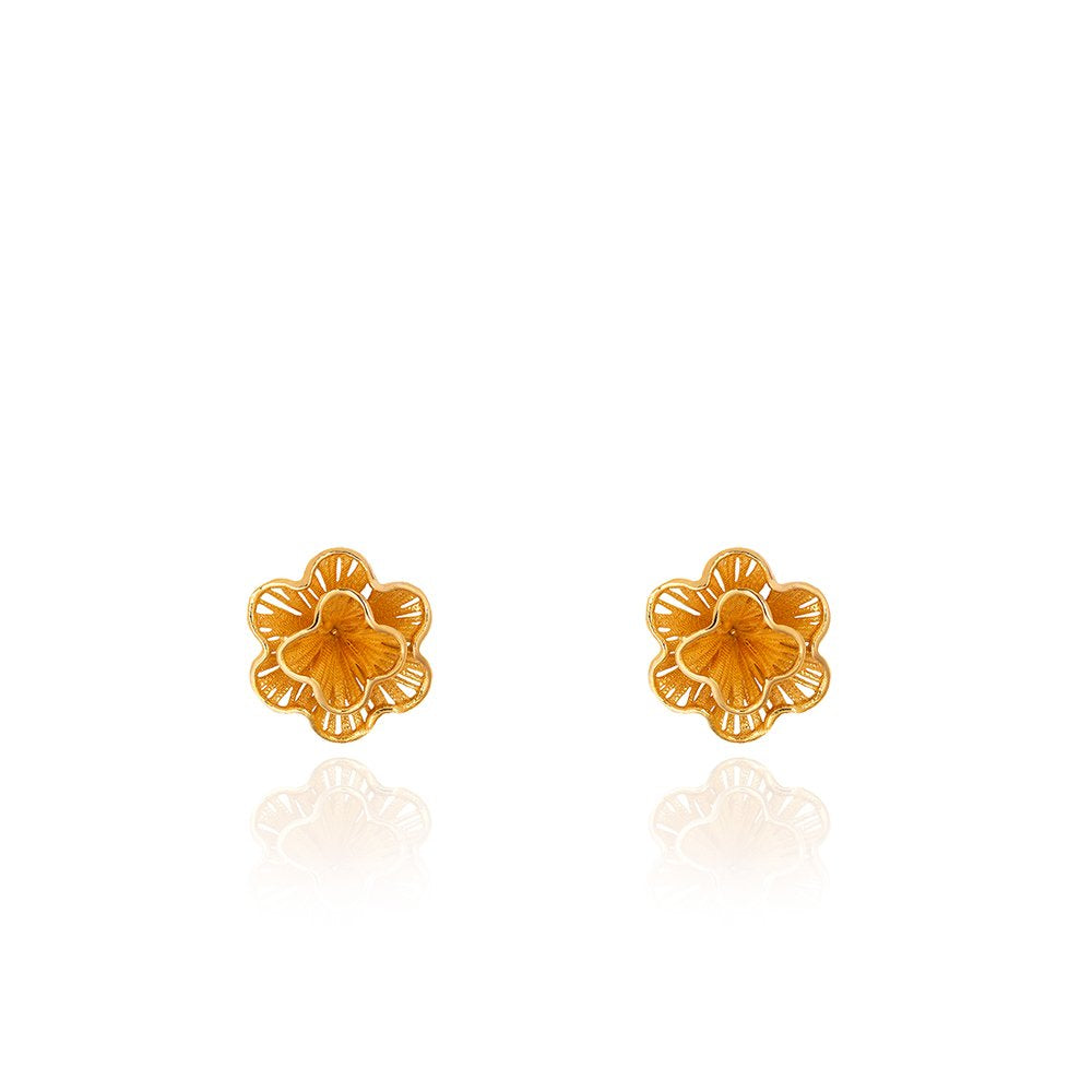 Yellow gold Fusion flower earrings 18k 1.34gr