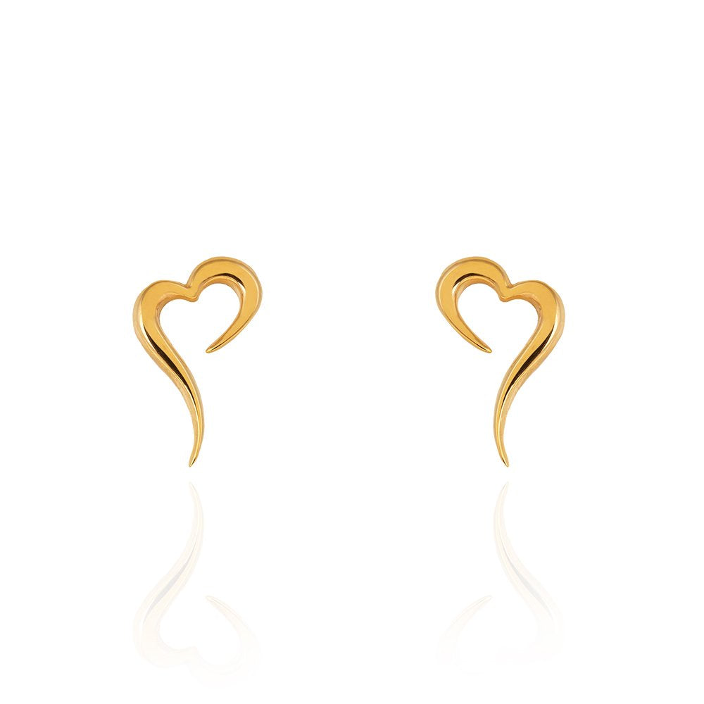 Yellow Gold Open Heart Earrings, 18k, 1.69gr