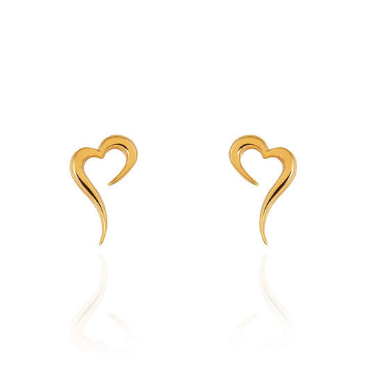 Yellow Gold Open Heart Earrings, 18k, 1.69gr