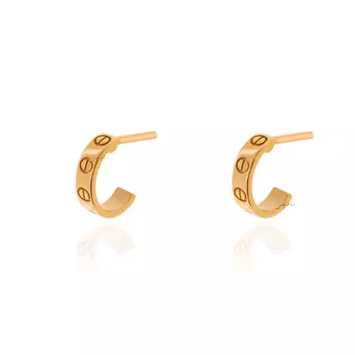 Yellow Gold Half Hoop Earring with carving, 18k, 1.7gr