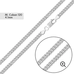Silver 925 Rhodium Plated Miami Cuban  Chain Link,4.1mm, 26