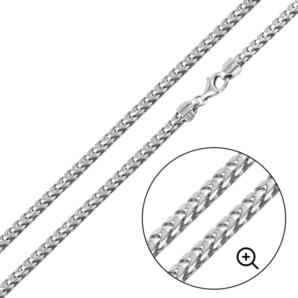 Silver Rhodium Plated Round Franco Chain 3.9mm - 22 Inches