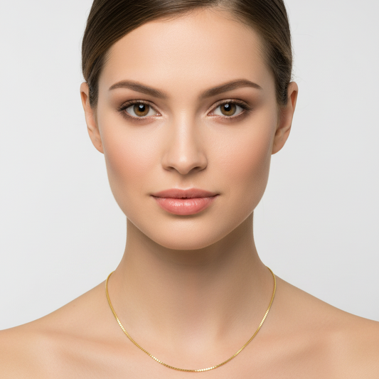 925 Sterling Silver Gold Plated Box Chain, 18 Inches