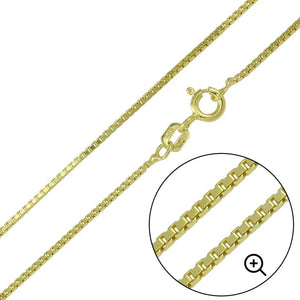 925 Sterling Silver Gold Plated Box Chain, 18 Inches