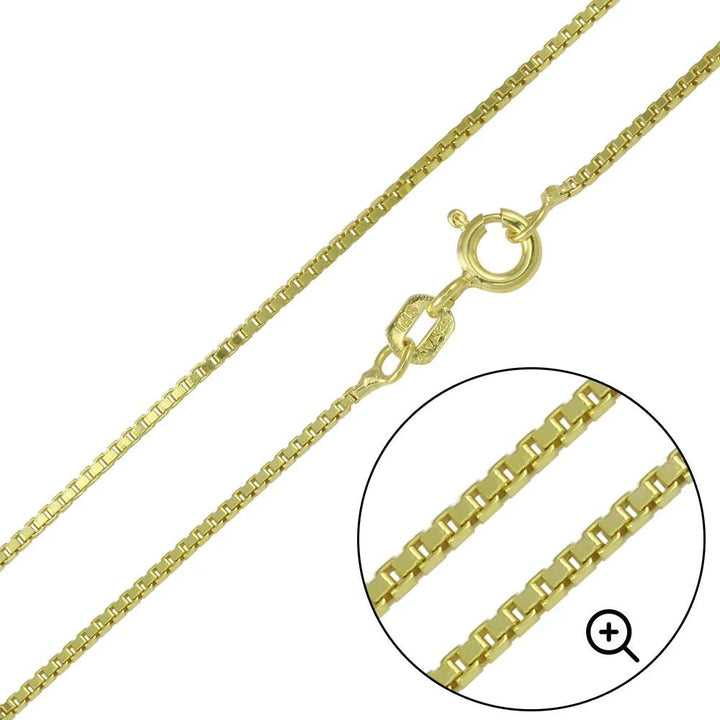 925 Sterling Silver Gold Plated Box Chain, 18 Inches